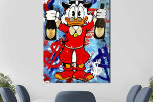 Картина в офис KIL Art Поп-арт Скрудж Макдак с шампанским в красном костюме 80x54 см (2art_74)