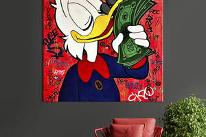 Картина в офис KIL Art Поп-арт Скрудж Макдак и запах денег 80х80 см (1art_28)