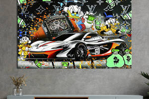 Картина в офис KIL Art Поп-арт Скрудж Макдак из стильной машиной McLaren 120x80 см (2art_193)