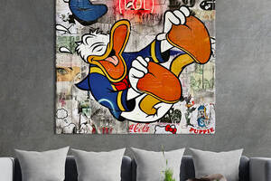 Картина в офис KIL Art Поп-арт смеющийся Дональд Дак 80х80 см (1art_38)