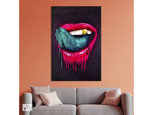 Картина в офис KIL Art Поп-арт соблазнительные розовые губы 51x34 см (2art_330)
