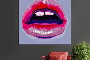 Картина в офис KIL Art Поп-арт соблазнительные яркие губы 80х80 см (1art_64)