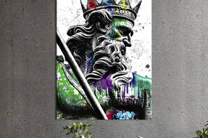 Картина в офис KIL Art Поп-арт статуя Посейдона в ярком граффити 120x80 см (2art_99)