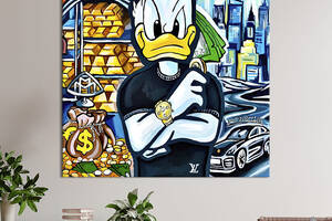 Картина в офис KIL Art Поп-арт стильная утка Дональд Дак 80х80 см (1art_20)
