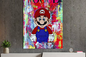 Картина в офис KIL Art Поп-арт Супер Марио на обложке журнала VOGUE 80x54 см (2art_17)