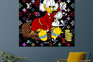 Картина в офис KIL Art Поп-арт утка Скрудж Макдак на фоне Louis Vuitton 80х80 см (1art_17)