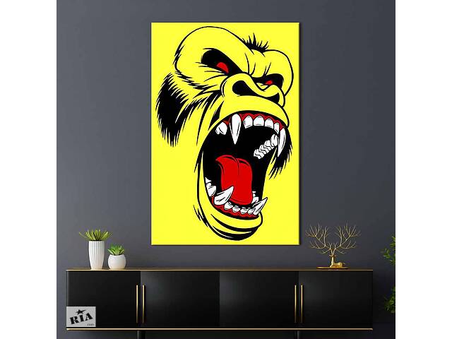 Картина в офис KIL Art Поп-арт злая горилла на жёлтом фоне 51x34 см (2art_213)