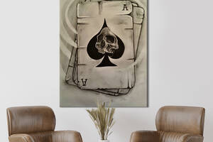 Картина в офис KIL Art Пиковый туз с изображением черепа 80x54 см (2art_240)