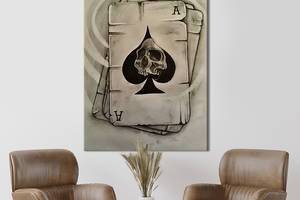 Картина в офис KIL Art Пиковый туз с изображением черепа 120x80 см (2art_240)