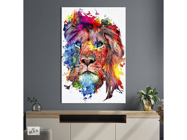 Картина в офис KIL Art Разноцветный абстрактный лев 120x80 см (2art_55)