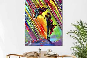 Картина в офис KIL Art Романтическая пара под дождем из красок 80x54 см (2art_209)