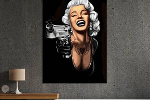 Картина в офис KIL Art Роскошная Мерилин Монро с большим пистолетом 80x54 см (2art_255)