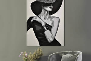 Картина в офис KIL Art Роскошная женщина в большой шляпе 80x54 см (2art_172)