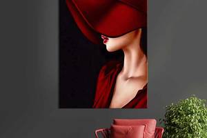 Картина в офис KIL Art Роскошная женщина в красной шляпе 80x54 см (2art_211)