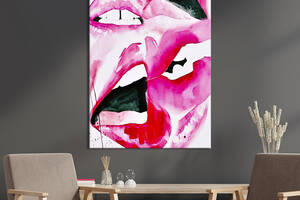 Картина в офис KIL Art Розовые губы на белом фоне 80x54 см (2art_303)