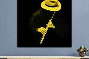 Картина в офис KIL Art Саксофонист в жёлтой шляпе 80х80 см (1art_53)
