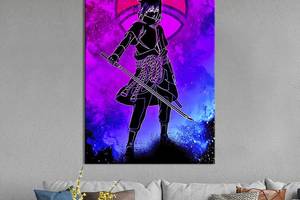 Картина в офис KIL Art Саскэ Утиха с мечом на абстрактном фиолетовом фоне 120x80 см (2an_54)