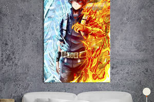 Картина в офис KIL Art Шото Тодороки среди огня и льда, Моя геройская академия 51x34 см (2an_108)
