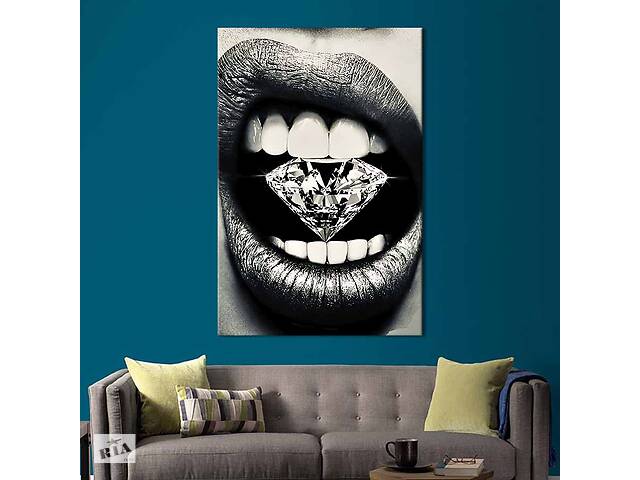 Картина в офис KIL Art Соблазнительная девушка с диамантом в зубах 51x34 см (2art_206)