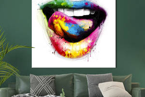 Картина в офис KIL Art Соблазнительные разноцветные губы 80х80 см (1art_4)