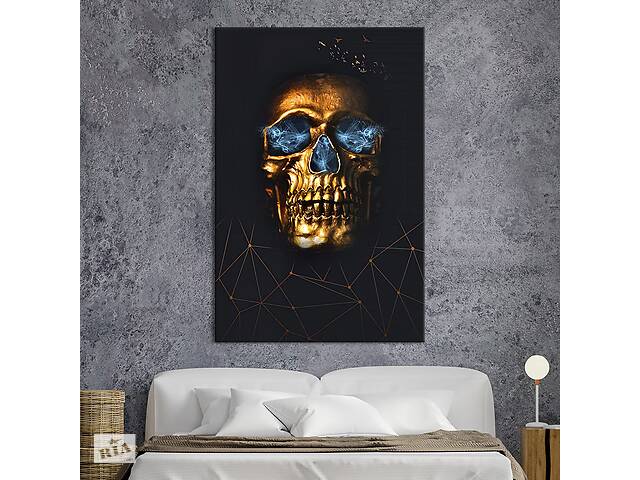Картина в офис KIL Art Светящийся изнутри золотой череп 51x34 см (2art_130)