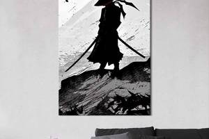 Картина в офис KIL Art Силуэт самурая, Shadow Fight 120x80 см (2an_78)