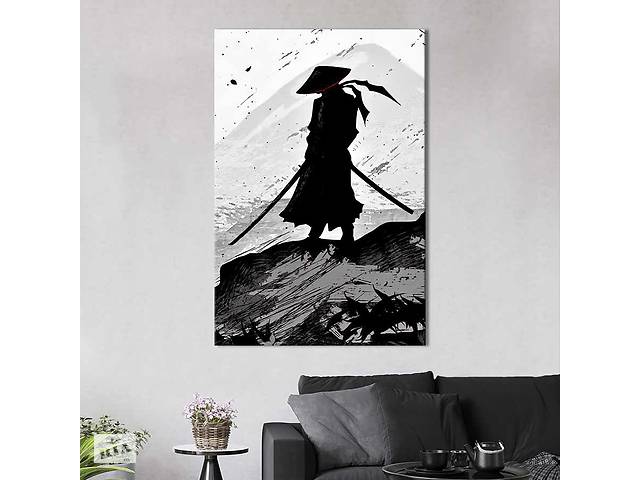 Картина в офис KIL Art Силуэт самурая, Shadow Fight 80x54 см (2an_78)