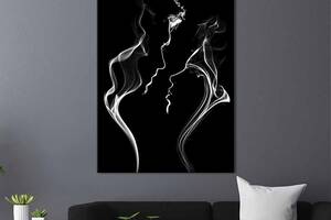Картина в офис KIL Art Силуэт влюбленной пары на чёрном фоне 80x54 см (2art_223)