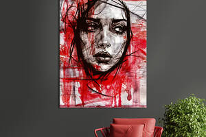 Картина в офис KIL Art Симпатичное лицо девушки в абстрактном стиле 120x80 см (2art_284)