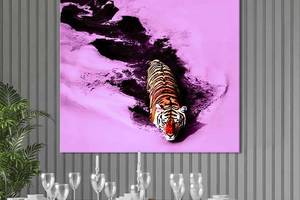 Картина в офис KIL Art Тигр в розовом озере 80х80 см (1art_98)