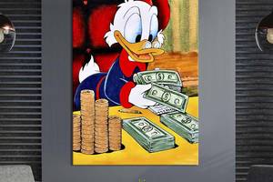Картина в офис KIL Art Утка Скрудж Макдак с деньгами 120x80 см (2art_326)