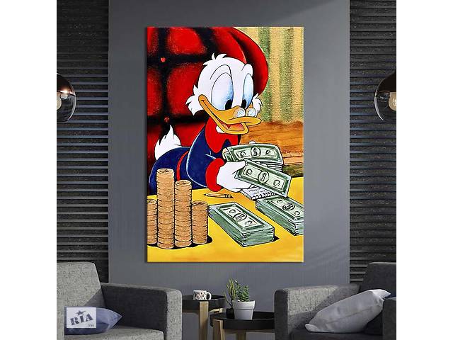 Картина в офис KIL Art Утка Скрудж Макдак с деньгами 80x54 см (2art_326)