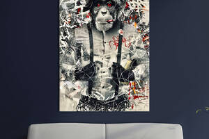 Картина в офис KIL Art Веселая курящая обезьяна 80x54 см (2art_259)