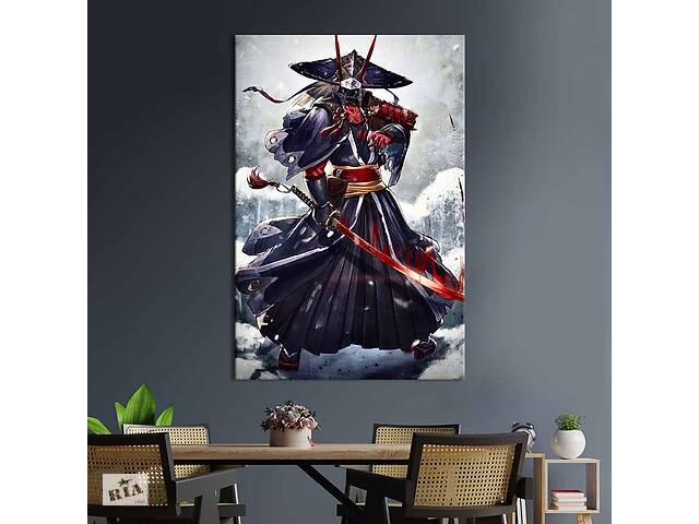 Картина в офис KIL Art Воин-самурай на снежном фоне 120x80 см (2an_89)