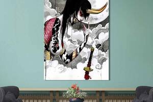 Картина в офис KIL Art Японская девушка-демон с золотыми рогами 120x80 см (2an_48)