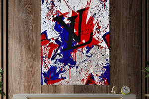 Картина в офис KIL Art Яркий бренд Louis Vuitton в синем и красном цвете 80x54 см (2art_173)
