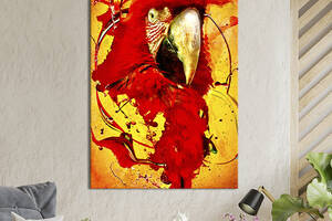 Картина в офис KIL Art Яркий красный попугай в абстрактном стиле 80x54 см (2art_58)