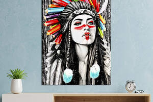 Картина в офис KIL Art Яркий портрет индийской женщины 120x80 см (2art_144)