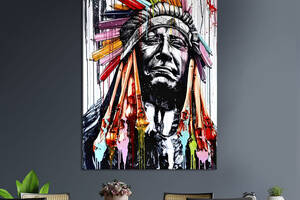 Картина в офис KIL Art Индейский вождь в ярком головном уборе 51x34 см (2art_113)