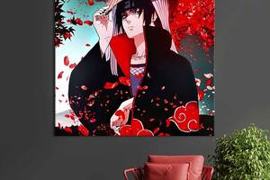 Картина в офис KIL Art Итати Утиха под алым деревом, аниме Наруто 80х80 см (1an_16)