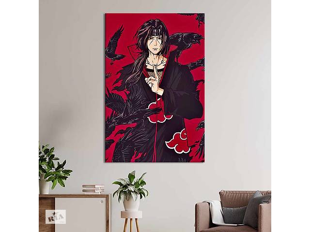 Картина в офис KIL Art Итати Утиха с воронами на красном фоне 51x34 см (2an_79)