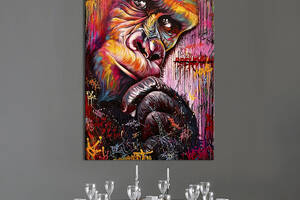 Картина в офис KIL Art Задумчивая горилла на ярком фоне 80x54 см (2art_96)