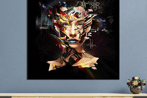 Картина в офис KIL Art Загадочная абстракция лицо девушки 80х80 см (1art_31)