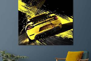 Картина в офис KIL Art Жёлтый спортивный автомобиль 80х80 см (1art_104)