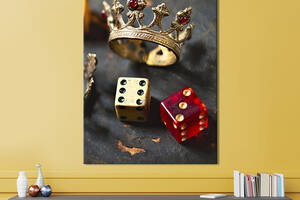 Картина в офис KIL Art Золотая корона и игральные кости 80x54 см (2art_124)