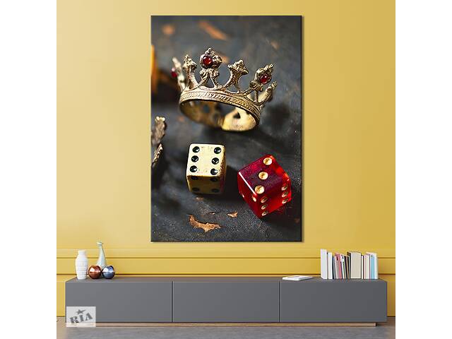 Картина в офис KIL Art Золотая корона и игральные кости 51x34 см (2art_124)