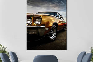 Картина в офис KIL Art Золотой раритетный автомобиль 120x80 см (2art_276)