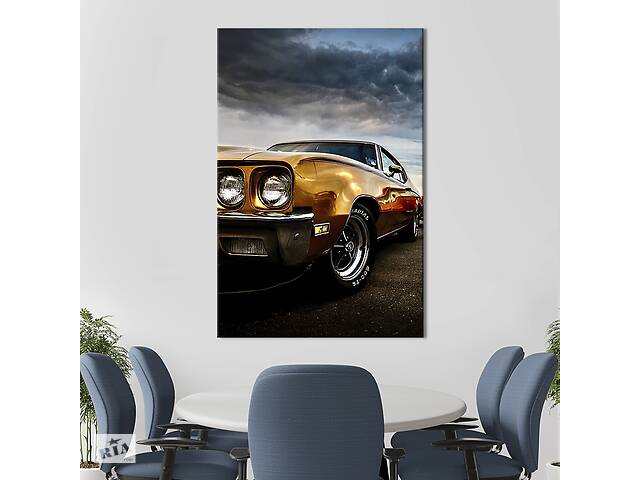 Картина в офис KIL Art Золотой раритетный автомобиль 51x34 см (2art_276)