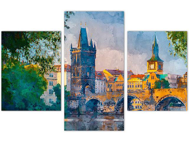 Картина из 3 частей на холсте KIL Art Старый мост 141x90 см (m31_XL_1)