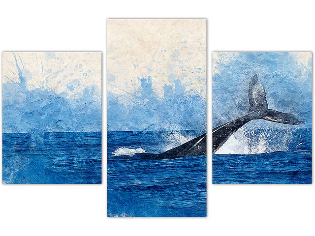 Картина из 3 частей на холсте KIL Art Синий кит 141x90 см (m31_XL_16)